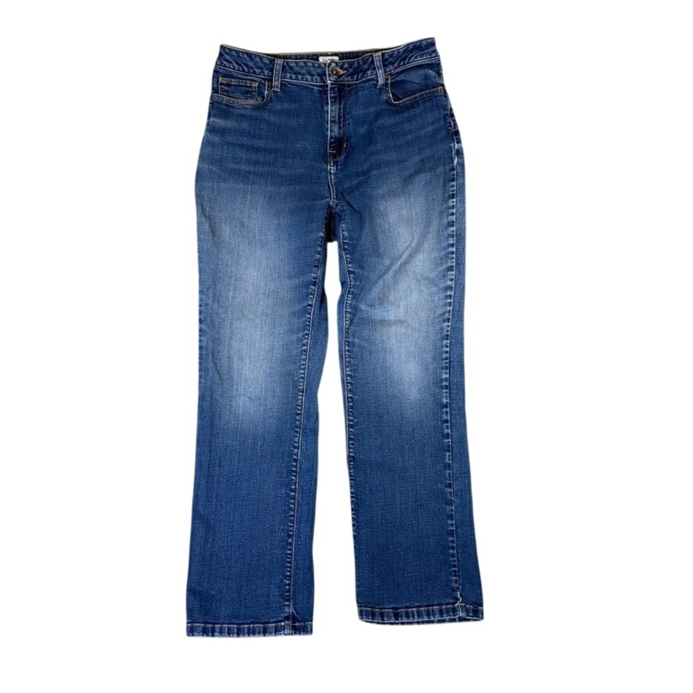 LL Bean Classic Fit Straight Leg Jeans Medium Wash Blue Denim 12 Reg 500301